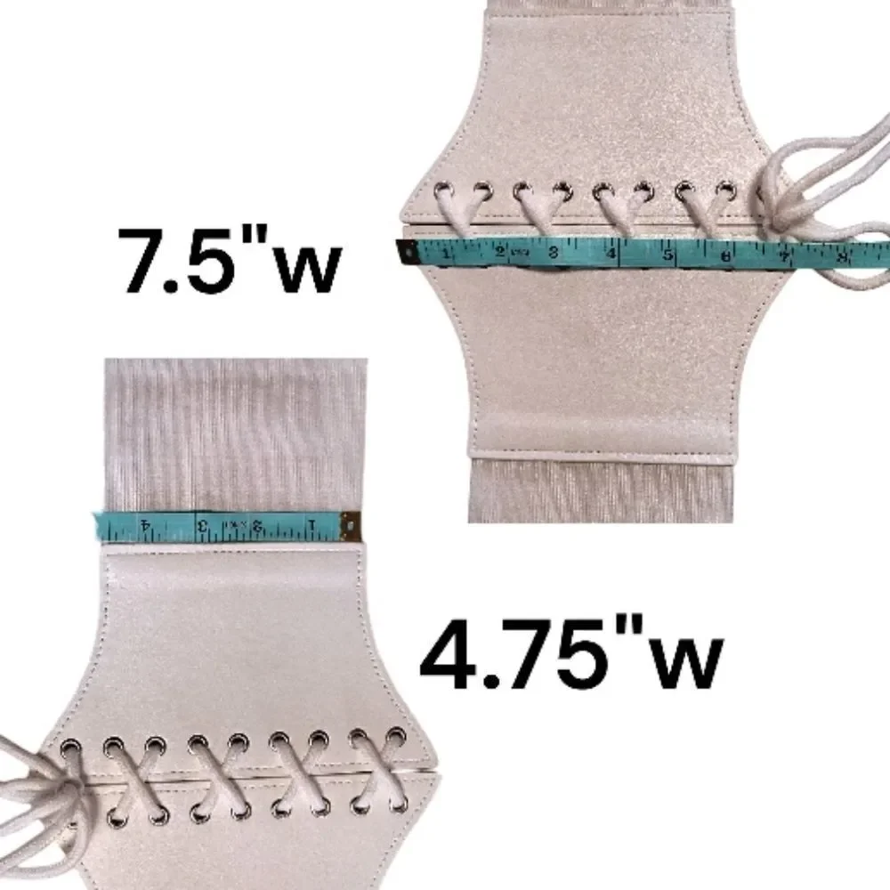 White Vegan Leather Under Breast Corset Stretch Lace‎ Up Belt One Size